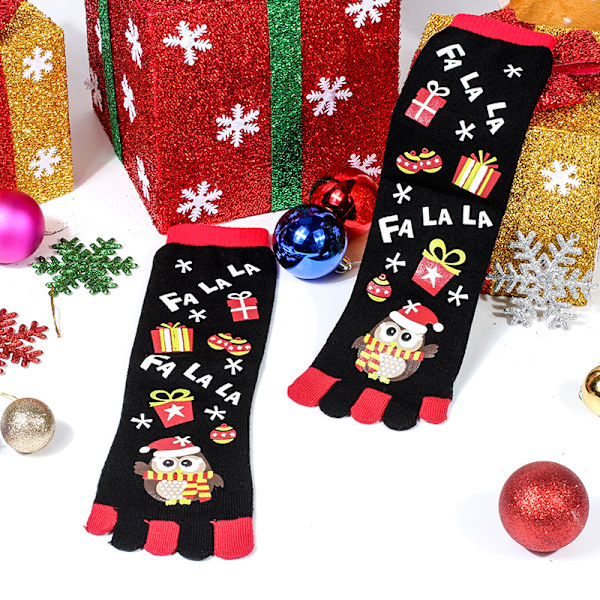 Kvinnors jul roliga fem fingrar tå strumpor mid calf strumpor A