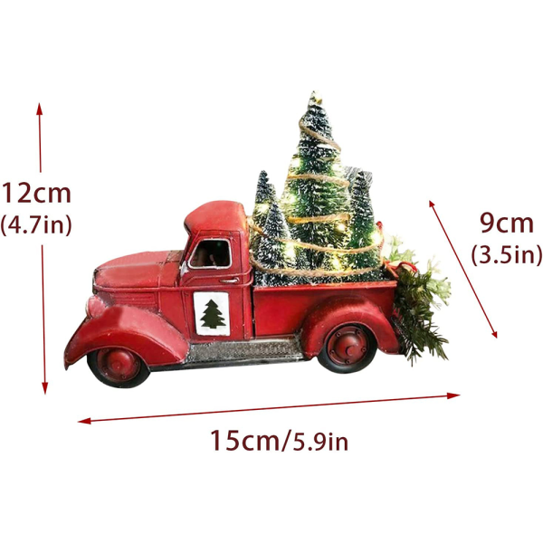 Jul röd lastbil bil med julträd heminredning gåva