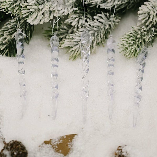 12 st DIY julgran istapp prydnader vinterdekorationer