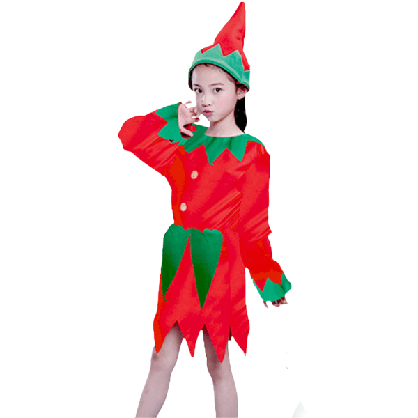 Jultomtekostym för kvinnor Män Pojkar Flickor Cosplay Outfit Kläder Girls 10-12 Years