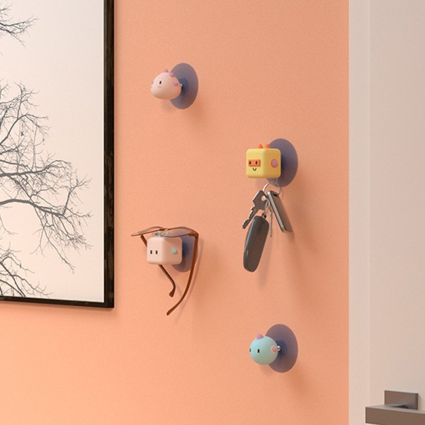 Söta tecknade krokar självhäftande väggmonterade badrum kök Oval