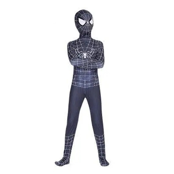Kids Venom Spider-Man Boys Cosplay Kostym Jumpsuit Fancy Dress Black Spiderman 11-12Years = EU146-152