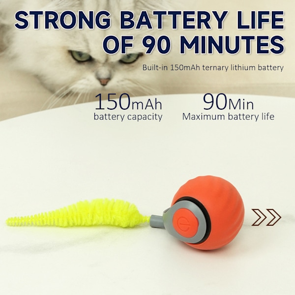 Elektrisk Rullande Boll Leksak Interaktiv för Katt Hund Husdjur USB Laddningsbar Orange