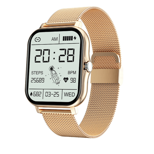 Vattentät Smart Watch Dam Herr Fitness Tracker Watch Armband gold