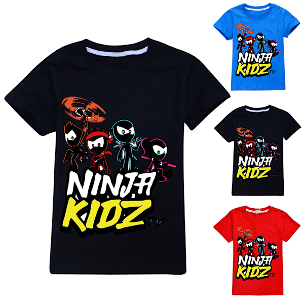 Barn Pojkar Ninja Kidz Tv Tryckt Kortärmad T-Shirt Blus Besättning Hals Tee Toppar Dark Blue 130cm