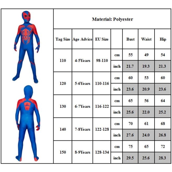 Pojkars superhjältedräkt + mask för Halloween-rollspel 130cm