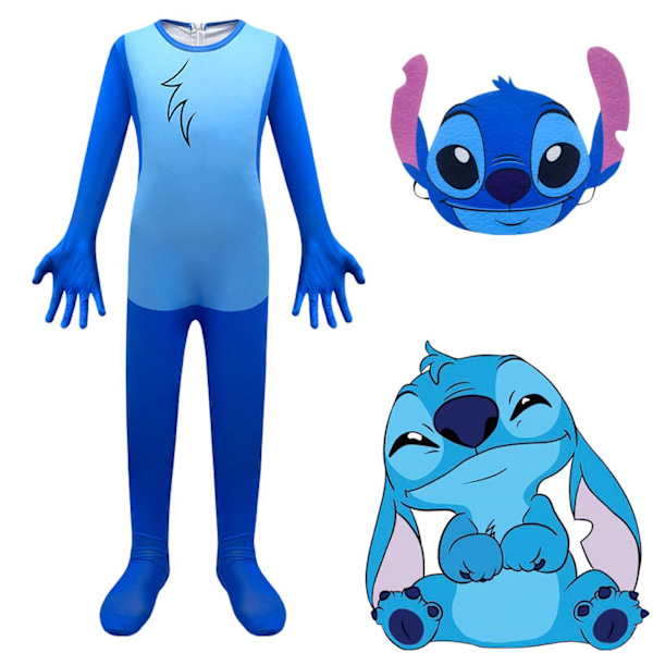 Stitch Cosplay Kostym Jumpsuits Barn Halloween Kostym Jumpsuit Cosplay Kostymer 3-9 År 150cm