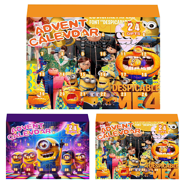 Despicable Me Minions Adventskalender 2024, Julkalender för Barn Semesterräknare 24 Dagar Figur Blind Box Hem & Samlarobjekt för Fans B