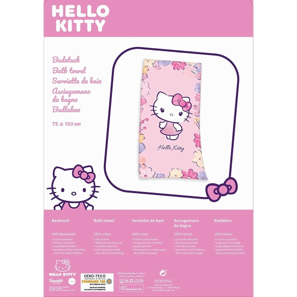 Hello Kitty Badhandduk 75 x 150 cm Rosa