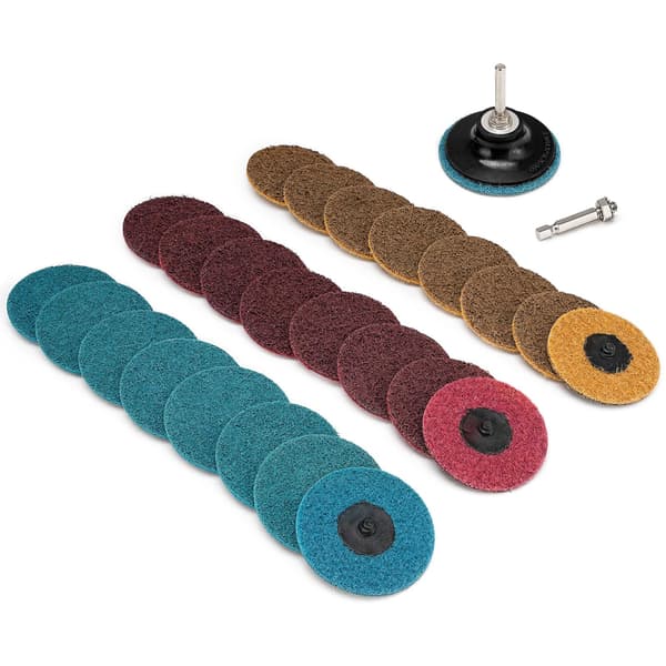 25-piece 3 \" Roll Lock Sanding Discs - R-Type Quick Change with 1/4 \" Holder for Grinder (Fine/Medium/Coarse)(F2)