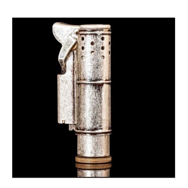 Vintage parafinlighter, gjenbrukbar vindtett trenchlighter, søte kule lightere, for samling/dekorativ/gave/present1 stk (sølvfarget)