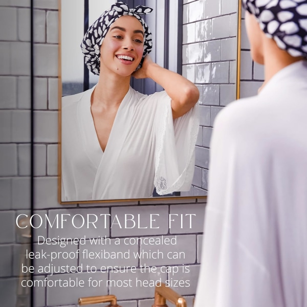 Ekstra stor dusjhette, hårhetter med skjønnhetsbading for kvinner, hårspa, hjemmehotellreisebruk Leopard print 1pcs