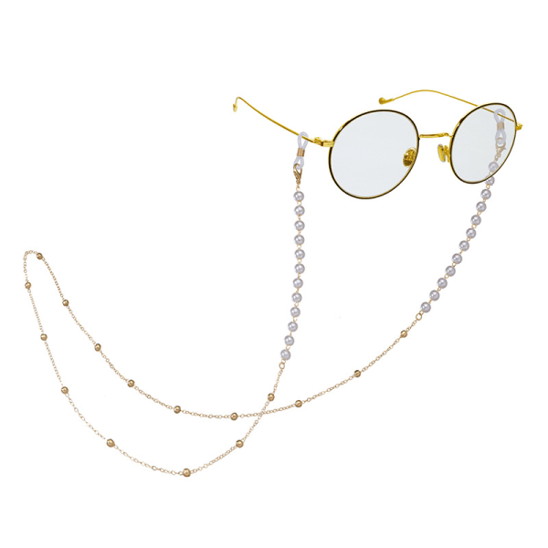 2 delar Pearl Chain Solglasögon Kedja Glasögonremshållare Glasögonhalsband för kvinnor och flickor