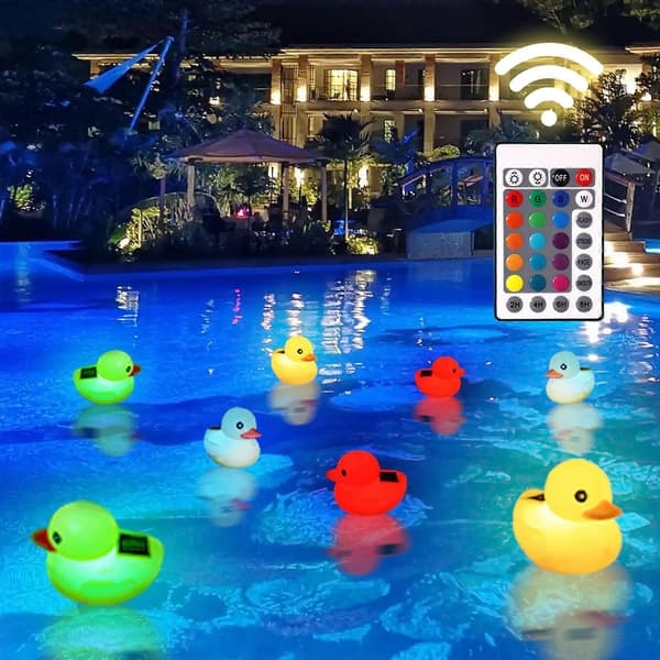Floating Solar Decks for Pool - Floating Solar Decks Pool - Remote Control Luminous Decks Solar Powered Waterproof Floating Solar Powered Portable [DB] A A