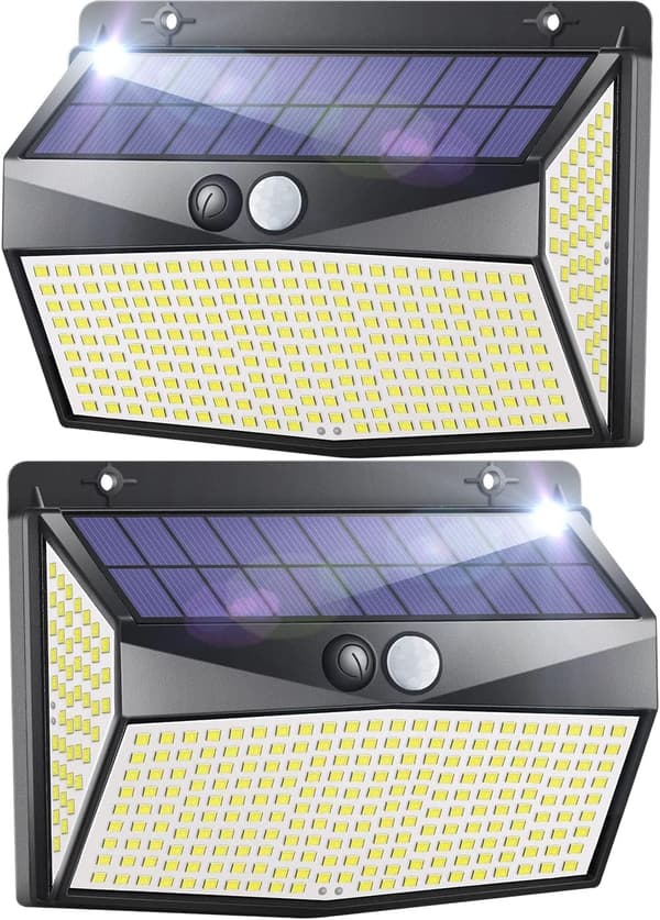 Solar Lamp Outdoor, 【318LED 2000LM】Solar Lamp Outdoor Motion Sensor, 3 Lighting Modes, IP65 (2-pack)