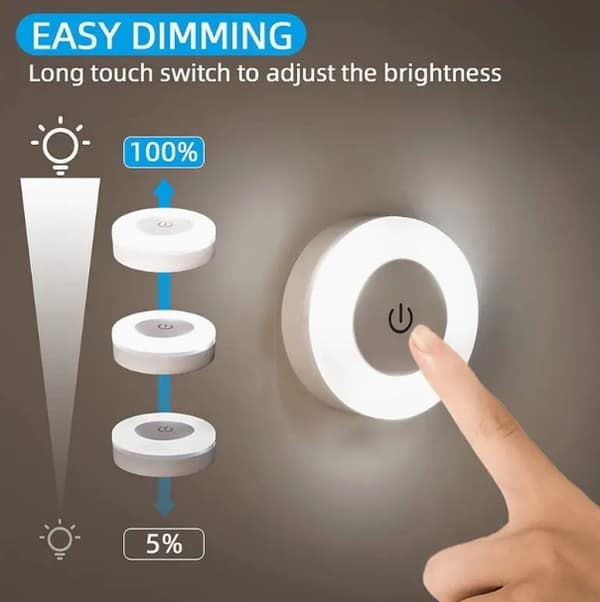 3-pack LED Night Lights USB Rechargeable Wall Lamp With Magnetic Base White Light