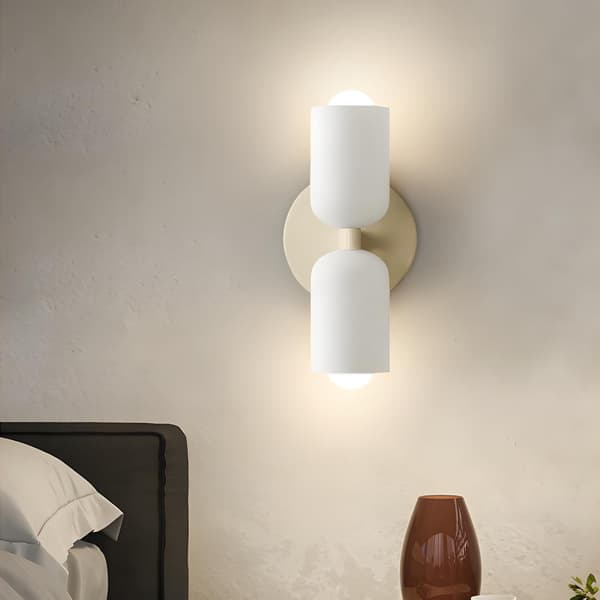 Indoor Wall Lamp with 2 Lights, Up/Down Metal Wall Sconce, E27 Wall Light, White Lamp (Bulb Not Included)