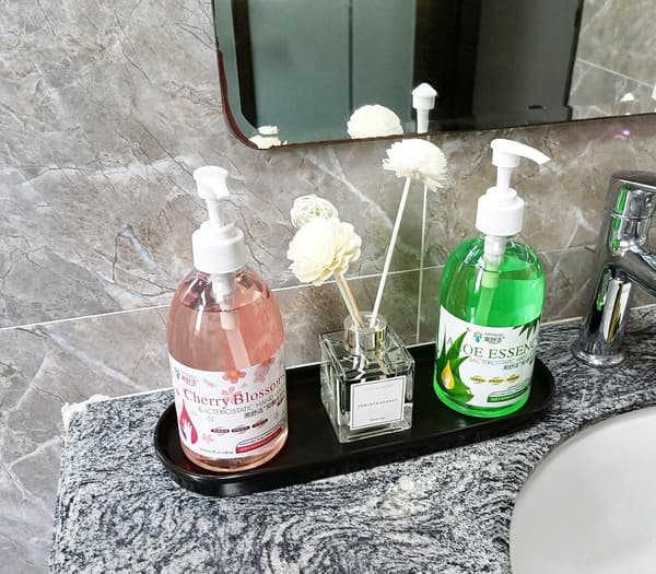 Simple Style Ceramic Sink Tray - Bathroom and Kitchen Countertop Tray (Black)