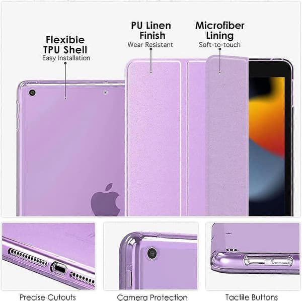 Wekity iPad 10.2 Case for iPad 9th Gen 2021 Soft Matte Back Slim Cover with Stand, Auto Wake/Sleep Function, QWER130