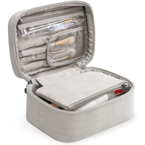 2-i-1 Makeuptaske / Toilettaske / Vaskepose med håndtag - Makeuptaske Grå Gray