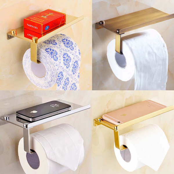 Ruostumattomasta Teräksestä Valmistettu Pyyhekuivain - WC-Paperiteline - Paperipyyhekotelo - WC-Paperiteline/Paperipyyhekuivain (Kulta
