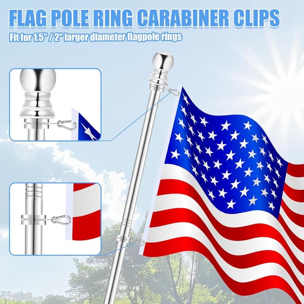 Replacement Carabiner for Flagpole Rings, 4 Pcs 304 Stainless Steel Flagpole Clips Hardware Spring Snap Hook for Flags with Grommets,