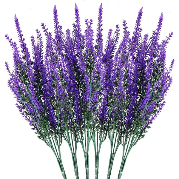 6 Kunstige Lavendel, Utsøkte Kunstige Blomster, for Kjøkken, Stue, Soverom eller Utendørs Dekorasjon (Lilla)