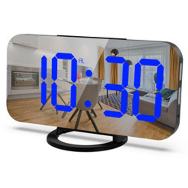 Spegel LED-väckarklocka, Kreativ Väckarklocka Mobiltelefon Digital Hotellklockor Laddning Bild Elektronisk LED-display Alarmklockor