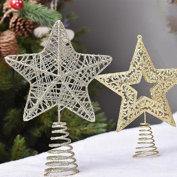 Julgrans Topp Stjärna Julgrans Topp Julgransstjärna Glittrande Stjärna Julgrans Topp Julgrans Dekoration Del (2st-guld)