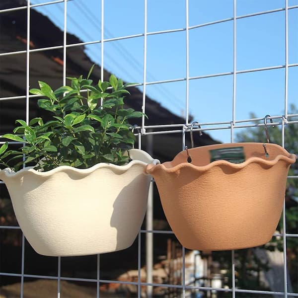 Væghængte Blomsterpotter Halvcirkel Blomsterpotter Beige