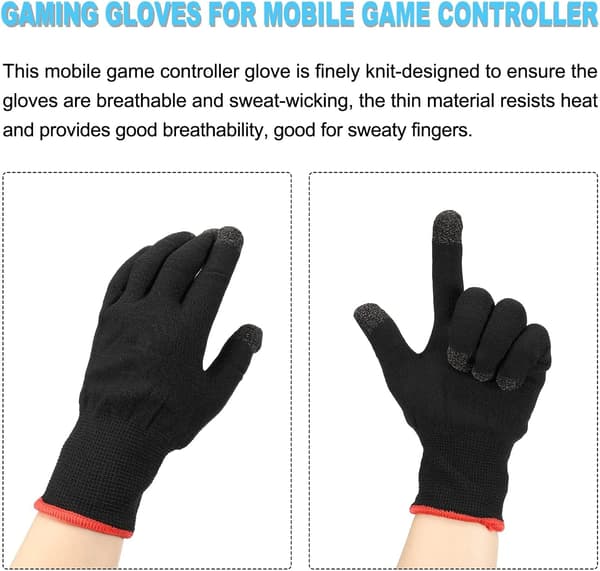 Spilhandsker Finger Gaminghandske Åndbar Anti-sved Touch Mobil Controller Sort til Gaming Sort
