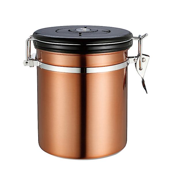 Kaffebønner oppbevaringstank rustfritt stål forseglingstank lås tebeholder Husholdnings teoppbevaringsbokser (gyldne 1500 ml) gyldne 15,6*11,8 cm Golden 15.6*11.8cm