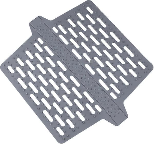 Silicone Sink Mat for Double Sink, Heat-Resistant Kitchen Divider Protector with Non-Slip Grip, Grey
