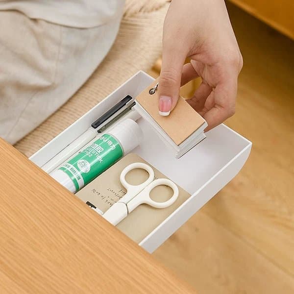 Under-table drawer, 4-pack self-adhesive organizing boxes with self-adhesive screws (2 sizes)
