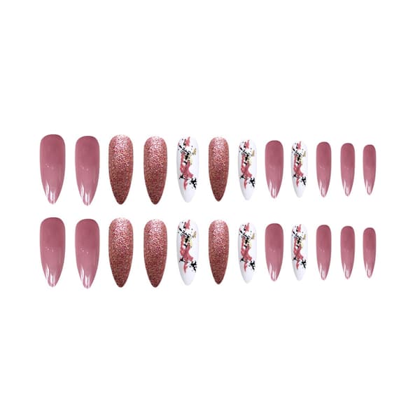 Erittäin pitkät painettavat kynnet, Stiletto Glitter Bling akryylikynnet,