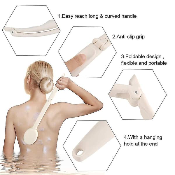 Long Handle Bathroom Brush Set, 3-in-1 Foldable Shower Brush