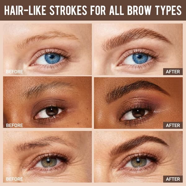 Eyebrow Pen - 2-pack 4-tip Precision Brush for Naturally Fuller Brows - Long-lasting
