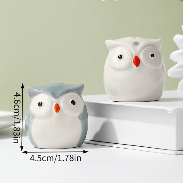 Owl Ceramic Spice Jar Cute Cartoon Two Colors