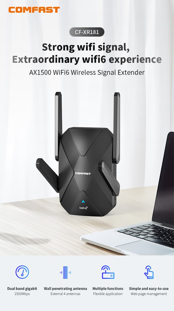WiFi 6 -kantamanlaajennin - Musta