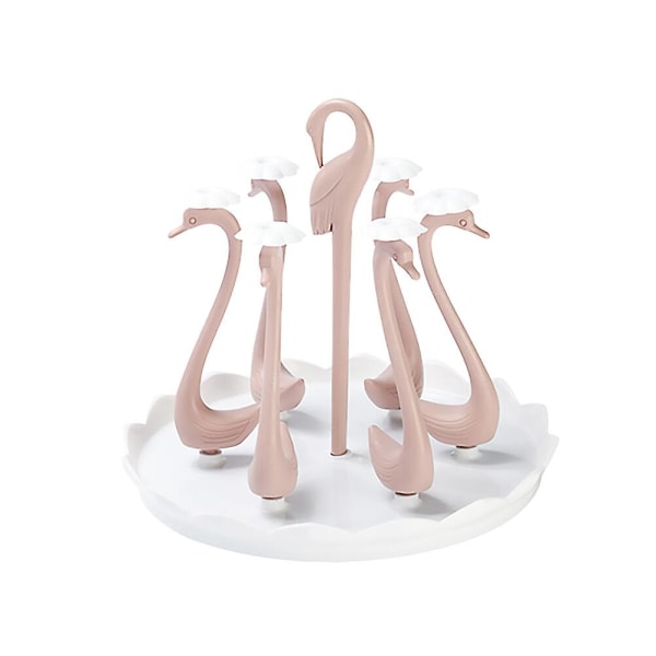 1 kpl Kotitalouden Muovi Vesikupin Säilytysteline Pyöreä Muoto Joutsen Kuvio Kupinpidin Kotiin 6 Tolppaa (violetti)Vaaleanpunainen 25,5 * 25,5 cm Pink 25.5*25.5cm