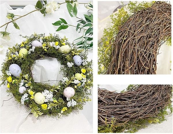 Easter Wreath 36 cm Easter Egg Wreath for Front Door Spring Wreath with Mixed