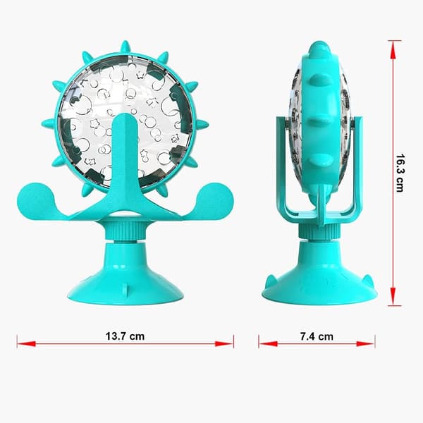 Interaktiv Godbid-udleverende Kattelegetøj - Vindmølle Pladespiller Foderautomat med Sugekop til Katte & Hunde