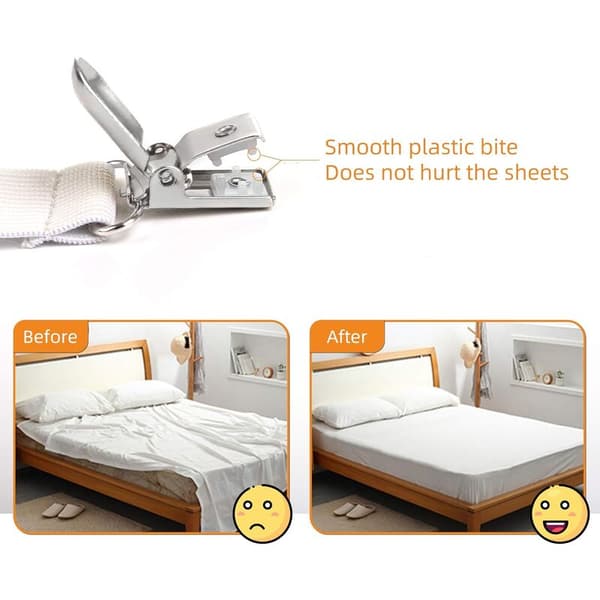 Adjustable Sheet Straps (65 cm to 200 cm), Adjustable Fastening Strap for Sheets, Sofa, Ironing Board Cover (White, 4-Pack)
