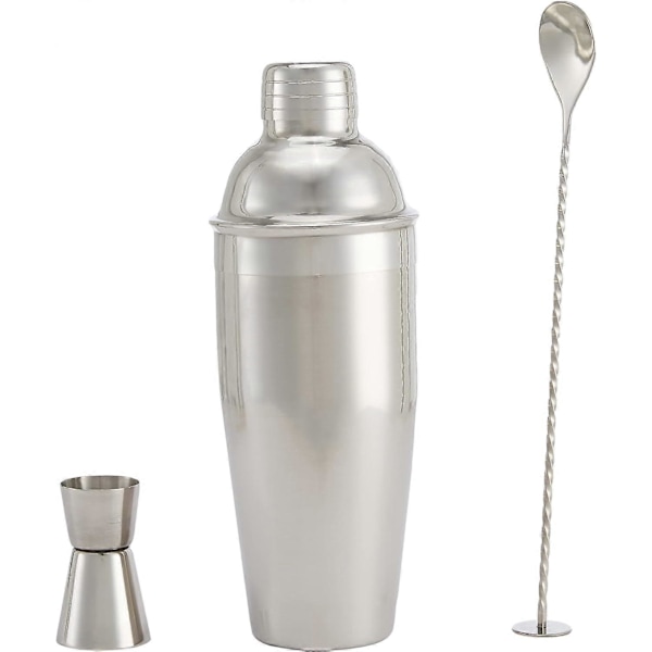 3-delt barsæt i rustfrit stål, 710 ml shaker, røreske, jigger