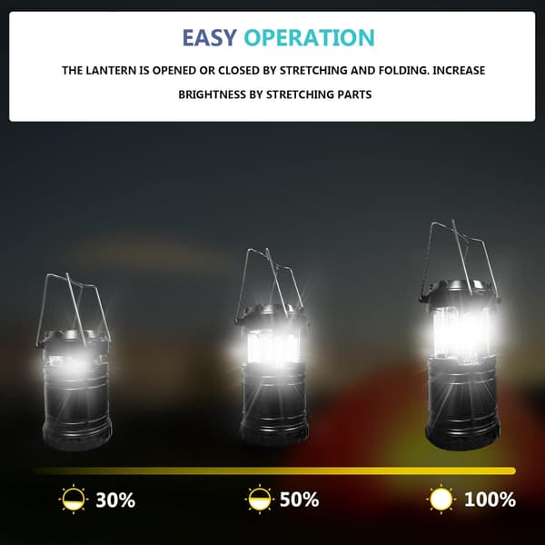 2 x Bærbar LED Campinglanterne med Foldbar Krog, Teltlamper