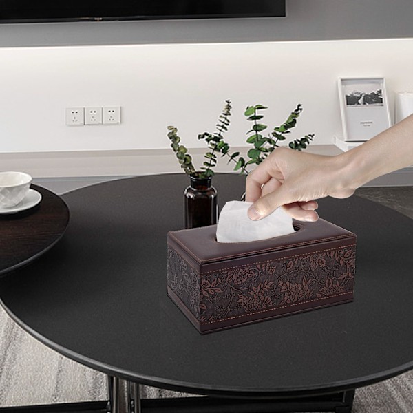 PU-läder servettbehållare Kleenex-behållare Rektangulär servettbehållare med magnetisk botten, dekorativ servettbehållare för fåfänga