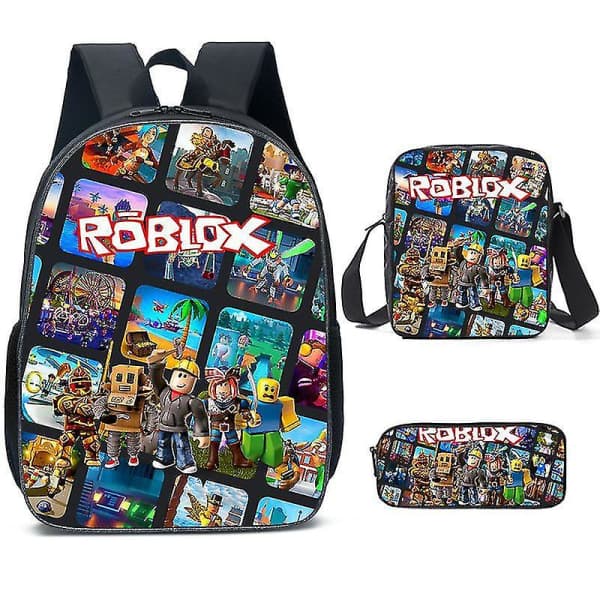 3-delt Roblox rygsæk, skoletaske, rejsetasker