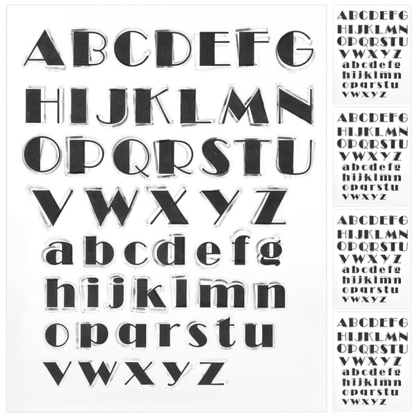 5 Pcs Transparent TPR DIY Journal Scrapbooking Alphabet Rubber Stamps Set 52 Uppercase Lowercase