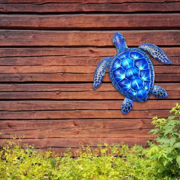 Metal Turtle Wall Decor Turtle Wall Art for Home Bedroom Living Room Office Garden Fences Aquarium Ocean Wall Decor, Blue