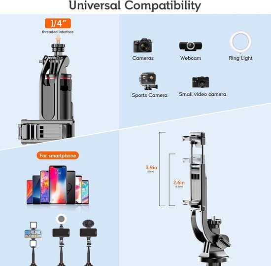 Selfie Stick / Phone Tripod - Wireless Remote Control, Extendable Aluminum - Black - 130 cm - 1 pc [Ho]